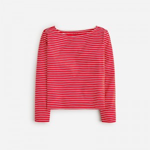 Alexa Stripe Red Ivory J.Crew Pima cotton long-sleeve T-shirt | J.Crew Factory | OFRBC5849