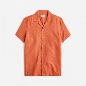 Baked Terracotta J.Crew Short-sleeve textured cotton camp-collar shirt | J.Crew Factory | DLBWC1450