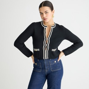 Black Ivory J.Crew Emilie sweater lady jacket with contrast trim | J.Crew Factory | KGZHO4162