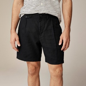 Black J.Crew 7.5'' pleated linen short | J.Crew Factory | FPCWX3489