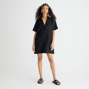 Black J.Crew Bungalow popover dress linen | J.Crew Factory | GAJQL9201