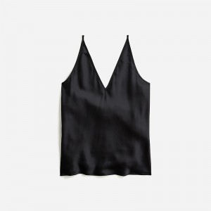 Black J.Crew Carrie V-neck camisole in silk | J.Crew Factory | FLUSH8162