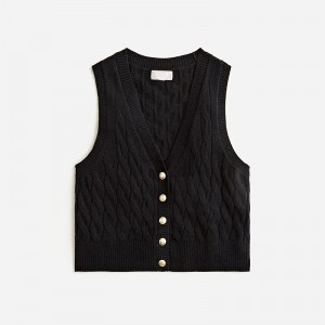 Black J.Crew Cashmere cropped cable-knit sweater-vest | J.Crew Factory | DVTPU0137