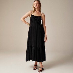 Black J.Crew Caspia dress crepe de chine | J.Crew Factory | UHVCJ8523