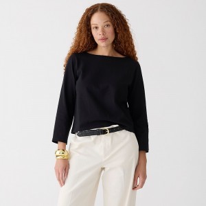 Black J.Crew Classic mariner cloth boatneck T-shirt | J.Crew Factory | TDUJV5719