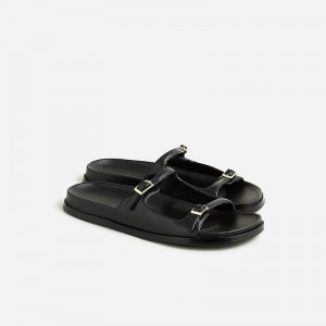 Black J.Crew Colbie buckle sandals in leather | J.Crew Factory | ZRJVL8910