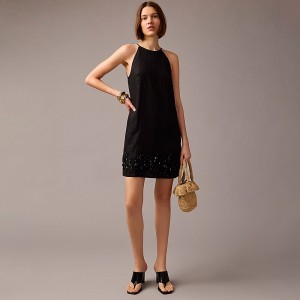 Black J.Crew Collection beaded linen mini dress | J.Crew Factory | YDFZQ7518