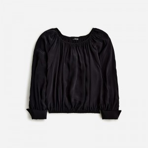 Black J.Crew Collection sheer gathered top | J.Crew Factory | QXIBN8615