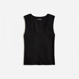 Black J.Crew Cropped fine rib scoopneck tank top | J.Crew Factory | YSBID5276