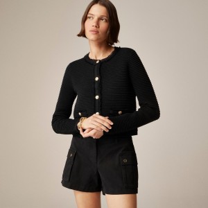 Black J.Crew Emilie sweater lady jacket in textured cotton blend | J.Crew Factory | NFCWS3541