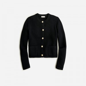 Black J.Crew Emilie sweater lady jacket with contrast trim | J.Crew Factory | OFARJ7683