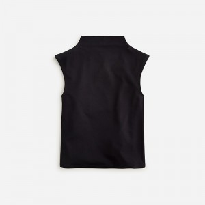 Black J.Crew Fitted mockneck tank top in stripe stretch cotton blend | J.Crew Factory | YTOSH7192