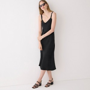 Black J.Crew Gwyneth V-neck slip dress in cupro blend | J.Crew Factory | MGLWV8174