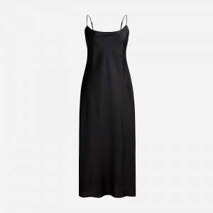 Black J.Crew Gwyneth slip dress luster charmeuse | J.Crew Factory | DNOAJ5614