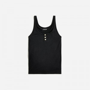 Black J.Crew Henley tank top in stretch linen blend | J.Crew Factory | EWQKD0953