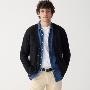 Black J.Crew Heritage cotton pointelle-stitch cardigan sweater | J.Crew Factory | OTZUC1230