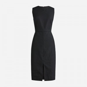 Black J.Crew High-neck sheath dress in stretch linen blend | J.Crew Factory | FDIPU3612