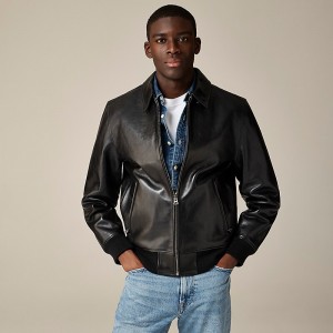 Black J.Crew Limited-edition flight jacket in Italian leather | J.Crew Factory | QEUAD0178