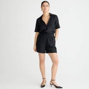 Black J.Crew Long Tropez short in linen | J.Crew Factory | CVRIY5297