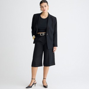 Black J.Crew Long pleated trouser short in drapey viscose | J.Crew Factory | ZQBRP5314