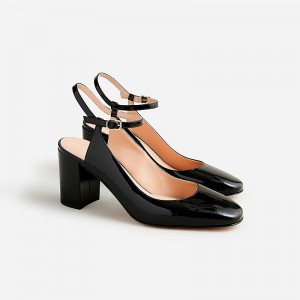 Black J.Crew Maisie ankle-strap heels in patent leather | J.Crew Factory | JCKXS5023