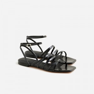 Black J.Crew New Capri strappy sandals in metallic leather | J.Crew Factory | HYGZL4957