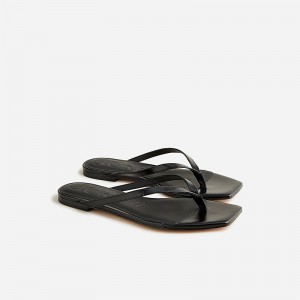 Black J.Crew New Capri thong sandals in snake-embossed leather | J.Crew Factory | ITYGK8534