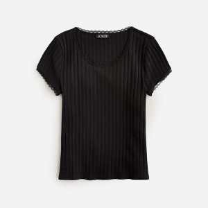 Black J.Crew Pointelle short-sleeve T-shirt | J.Crew Factory | AOLKG4597