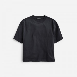 Black J.Crew Relaxed premium-weight cropped T-shirt | J.Crew Factory | CAXQO7132