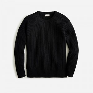 Black J.Crew Ribbed cashmere oversized crewneck sweater | J.Crew Factory | JOHWY6520