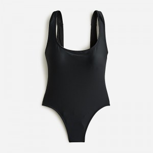 Black J.Crew Scoopneck one-piece swimsuit in stripe | J.Crew Factory | HZLOJ9260