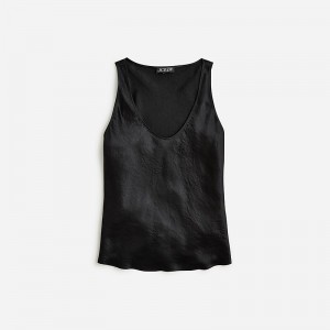 Black J.Crew Scoopneck tank top in textured satin | J.Crew Factory | UDTRI9081