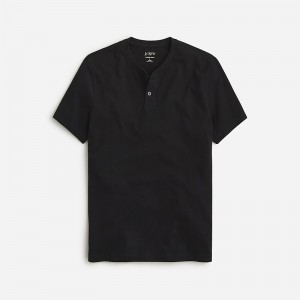 Black J.Crew Short-sleeve sueded cotton henley | J.Crew Factory | SDQLB1526