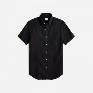 Black J.Crew Short-sleeve yarn-dyed seersucker shirt | J.Crew Factory | JVSMR9036