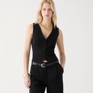 Black J.Crew Slim-fit tuxedo vest in city crepe | J.Crew Factory | HKBYQ1528