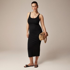 Black J.Crew Tank midi dress in stretch cotton blend | J.Crew Factory | SKRBI3015