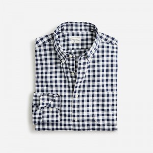 Bleecker Gingham Navy J.Crew Secret Wash cotton poplin shirt | J.Crew Factory | VYZQG8930