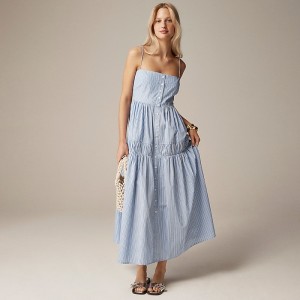 Blue J.Crew A-line midi dress cotton poplin | J.Crew Factory | XHZEA5321