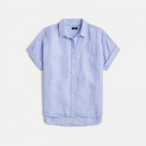 Blue J.Crew Capitaine shirt in Baird McNutt Irish linen | J.Crew Factory | UXYEH8069