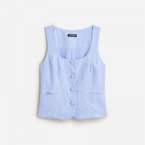 Blue J.Crew Scoopneck linen-blend vest | J.Crew Factory | YZCNJ1503