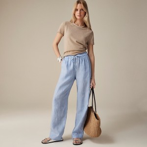 Blue J.Crew Soleil pant in linen | J.Crew Factory | UMJVE8301