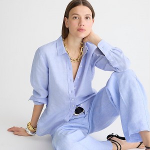 Blue J.Crew Wren slim shirt in Baird McNutt Irish linen | J.Crew Factory | PCDZE9017