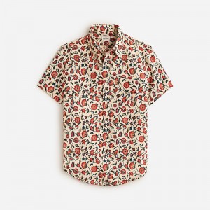 Bramble Floral Khaki Ru J.Crew Short-sleeve cotton-linen blend shirt in print | J.Crew Factory | TEZND1986