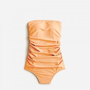 Bright Cantaloupe J.Crew Ruched bandeau one-piece swimsuit | J.Crew Factory | RAUKN9407