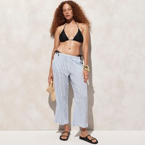 Brilliant Ocean Stripe J.Crew Relaxed beach pant in striped airy gauze | J.Crew Factory | JMXNQ7564