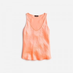 Brilliant Peony J.Crew Scoopneck tank top in textured satin | J.Crew Factory | TKWRM9536