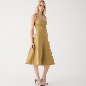 Brown J.Crew Limited-edition raw-hem seamed midi dress in heavy chino | J.Crew Factory | TRJNL1098