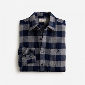 Buffalo Check Grey Navy J.Crew Midweight flannel workshirt in regenerative cotton | J.Crew Factory | DKWEI1028