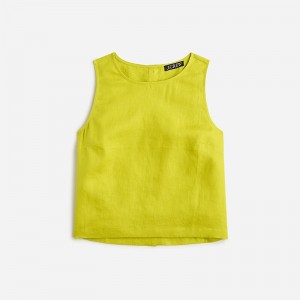 Burnished Chartreuse J.Crew Maxine button-back top in linen | J.Crew Factory | KJGXZ7384