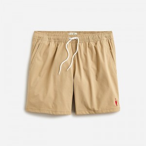 Burnished Khaki J.Crew 6" embroidered oarsman stretch swim trunk with ECONYL® nylon | J.Crew Factory | GSFPD9382